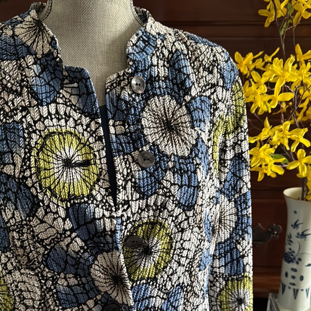 Gump's Geometric Floral Patterned Button-Up Jacket Size Large